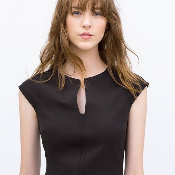 Zara Black Midi Dress with Notch Collar - Picture 4 of 5
